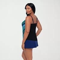 Trimshaper Womens Geo Linear Tankini Swimsuit Top