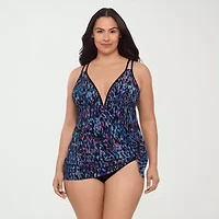 Trimshaper Womens Animal Plus Swim Dress