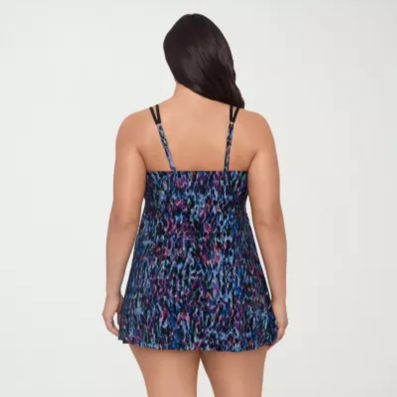 Trimshaper Womens Animal Plus Swim Dress