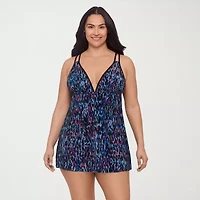 Trimshaper Womens Animal Plus Swim Dress