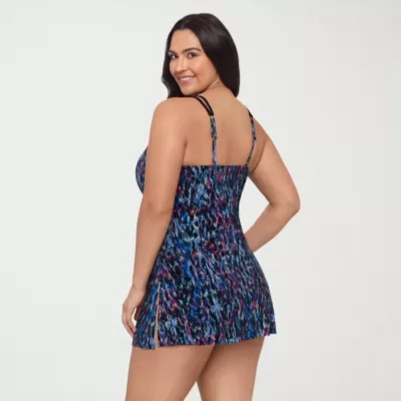 Trimshaper Womens Animal Plus Swim Dress
