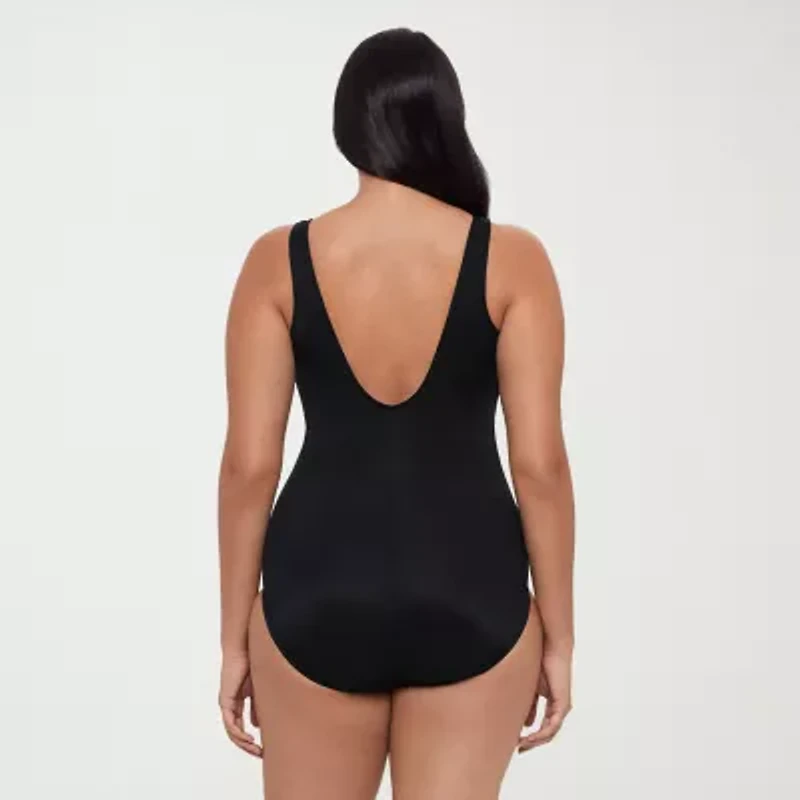 Trimshaper Womens Dots Moderate Coverage One Piece Swimsuit