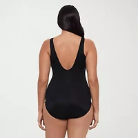 Trimshaper Womens Dots Moderate Coverage One Piece Swimsuit