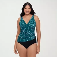 Trimshaper Womens Dots Moderate Coverage One Piece Swimsuit