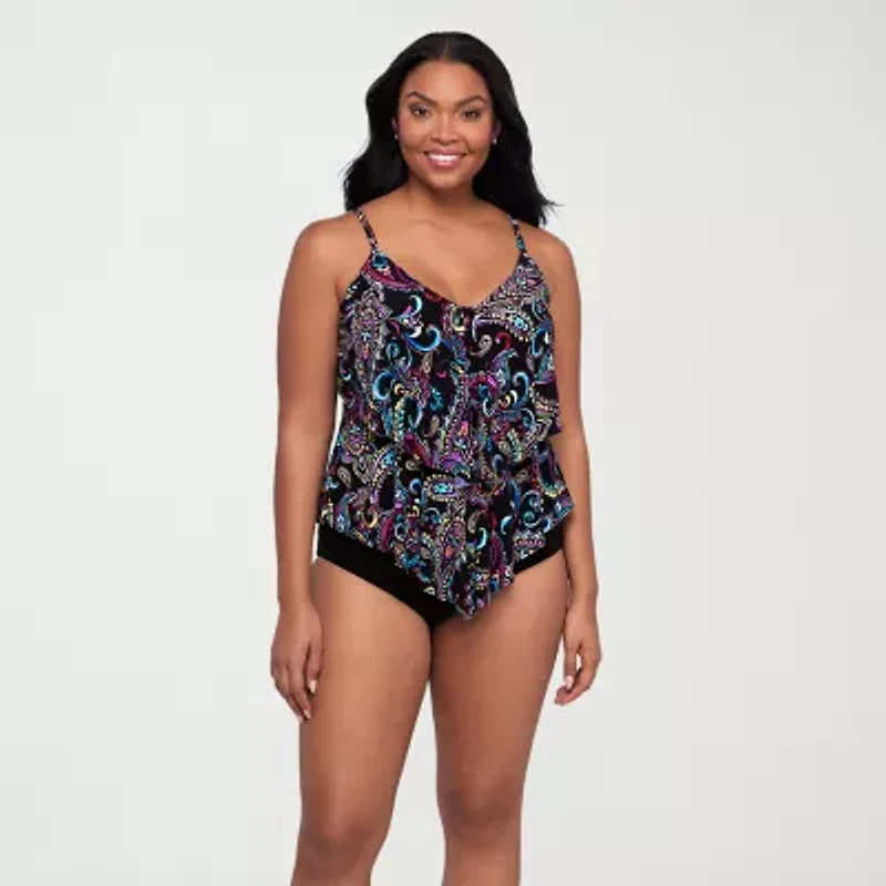 Trimshaper Womens Paisley Tankini Swimsuit Top