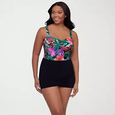 Trimshaper Womens Floral Swim Dress