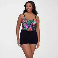 Trimshaper Womens Floral Swim Dress