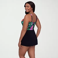 Trimshaper Womens Floral Swim Dress
