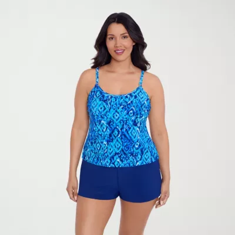 Trimshaper Womens Abstract Moderate Coverage One Piece Swimsuit