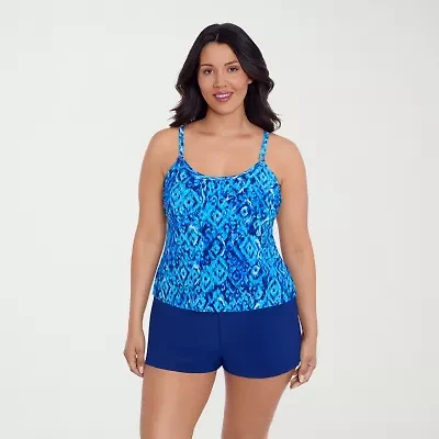 Trimshaper Womens Abstract Moderate Coverage One Piece Swimsuit