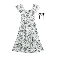 by&by girl Big Kid Girls Short Sleeve Flutter A-Line Dress