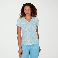 Hearts Of Palm Womens V Neck Short Sleeve T-Shirt