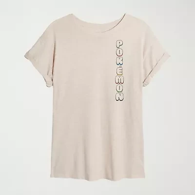 Womens Juniors Crew Neck Short Sleeve Oversized Pokemon Graphic T-Shirt