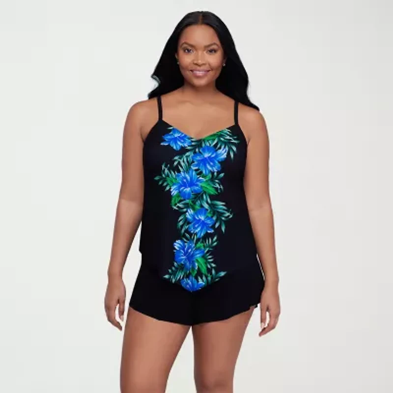 Trimshaper Womens Floral Tankini Swimsuit Top