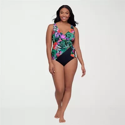 Trimshaper Womens Floral Moderate Coverage One Piece Swimsuit