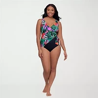 Trimshaper Womens Floral Moderate Coverage One Piece Swimsuit