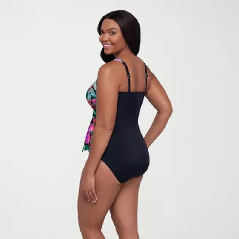 Trimshaper Womens Floral Moderate Coverage One Piece Swimsuit