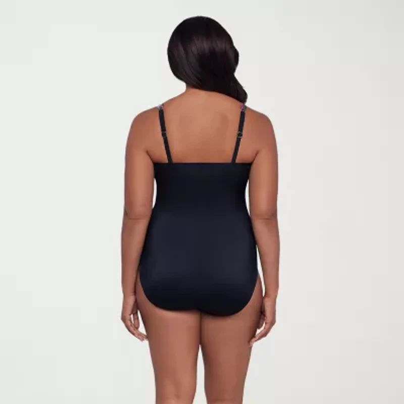 Trimshaper Womens Floral Moderate Coverage One Piece Swimsuit