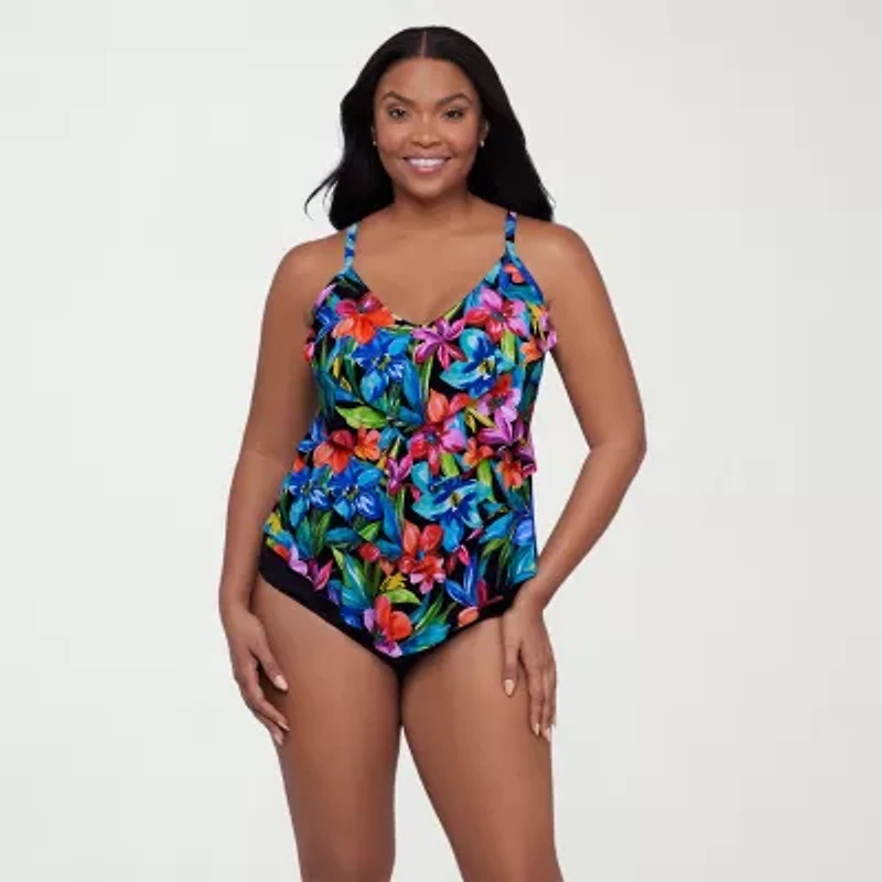 Trimshaper Womens Floral Tankini Swimsuit Top
