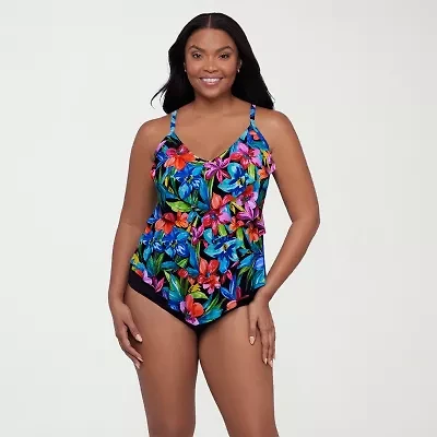 Trimshaper Womens Floral Tankini Swimsuit Top