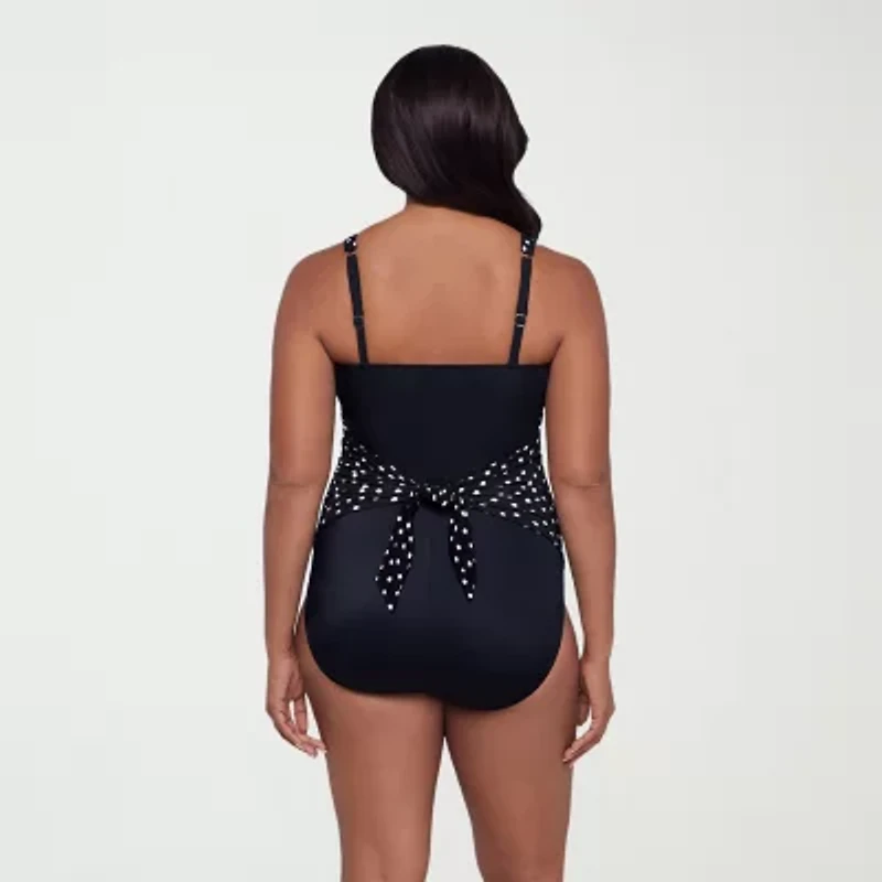 Trimshaper Womens Dots Moderate Coverage One Piece Swimsuit