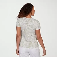 Hearts Of Palm Womens V Neck Short Sleeve T-Shirt