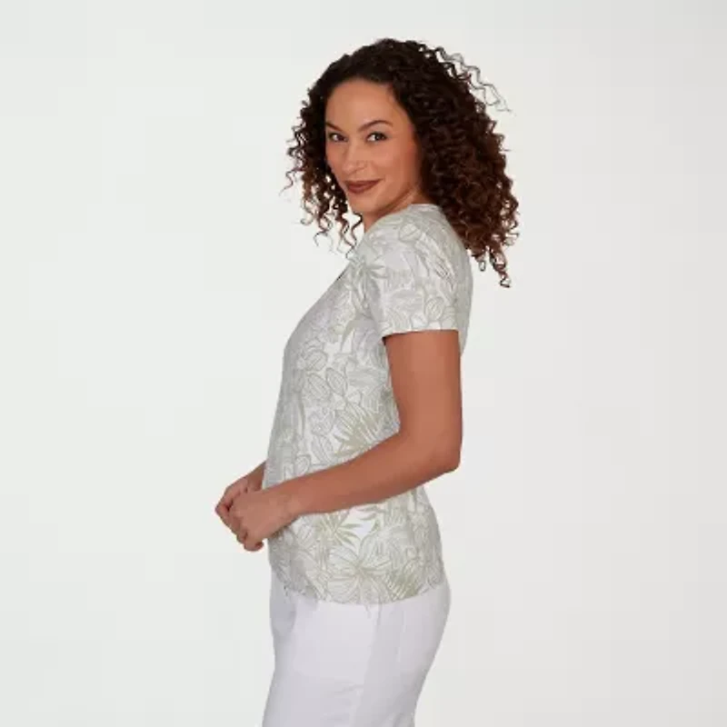 Hearts Of Palm Womens V Neck Short Sleeve T-Shirt