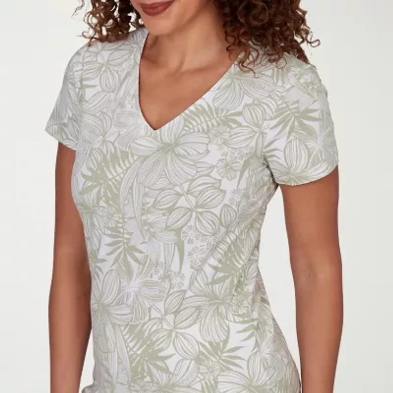 Hearts Of Palm Womens V Neck Short Sleeve T-Shirt