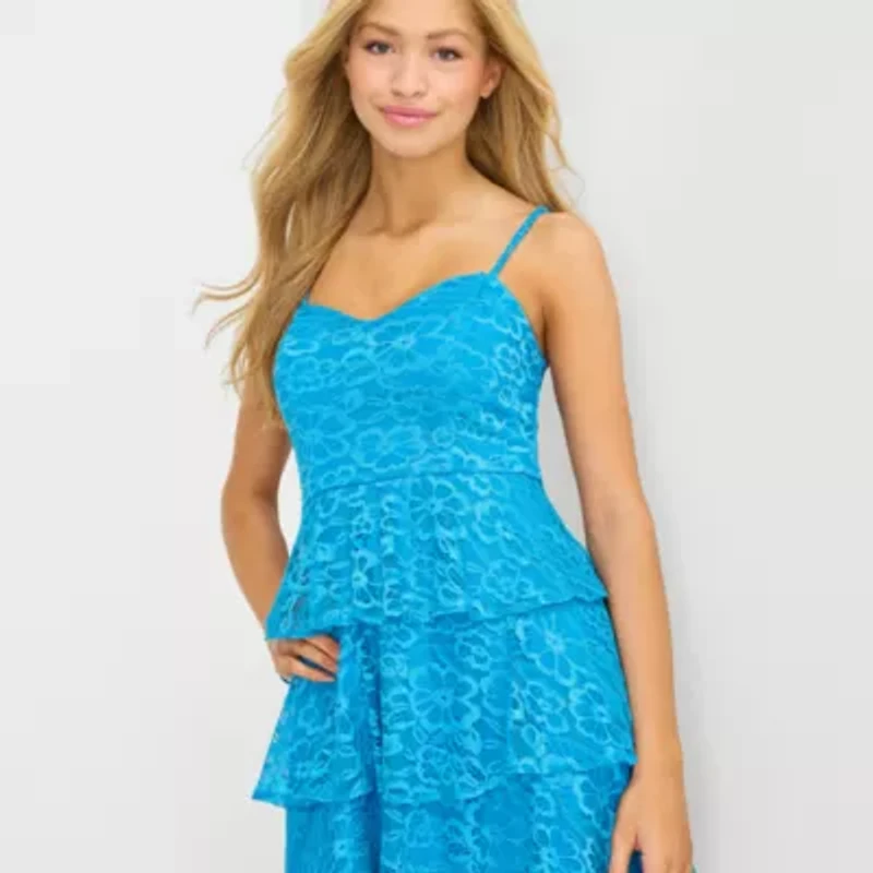 by&by Womens Juniors V Neck Short Sleeve Fit + Flare Dress