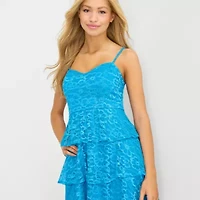 by&by Womens Juniors V Neck Short Sleeve Fit + Flare Dress