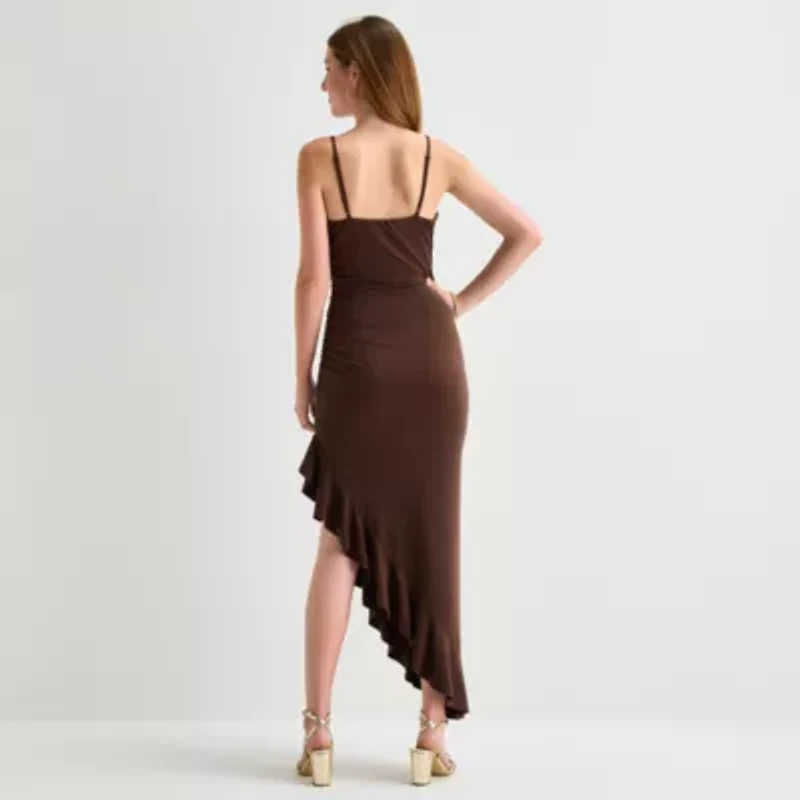 Emerald Sundae Womens Juniors Draped Neck Sleeveless Bodycon Dress
