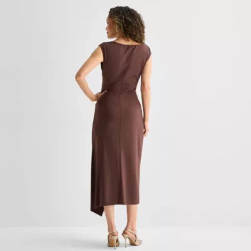 MSK Womens High Neck Sleeveless Bishop Maxi Dress
