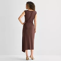 MSK Womens High Neck Sleeveless Bishop Maxi Dress