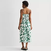 52seven Womens Midi Round Neck Sleeveless Leaf Fit + Flare Dress