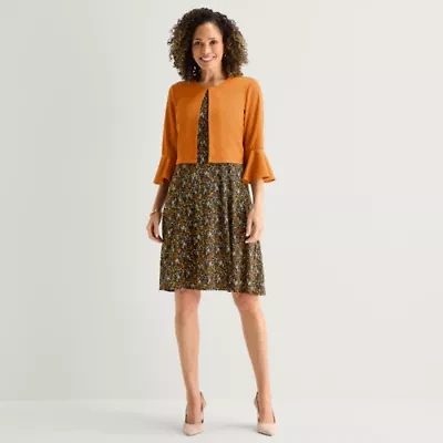 Perceptions Womens Floral Jacket Dress