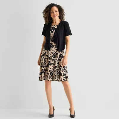 Perceptions Womens Floral Jacket Dress
