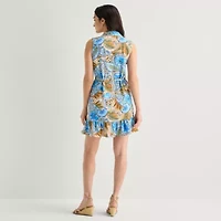 Be by CHETTA B Womens Sleeveless Abstract Fit + Flare Dress