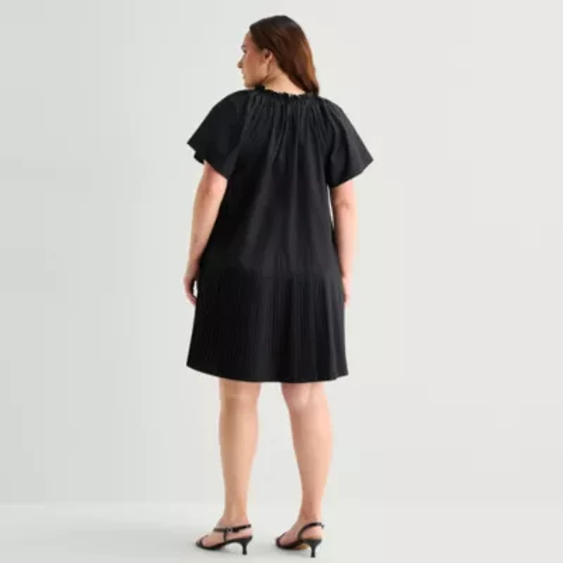Robbie Bee Womens Plus Short Sleeve Shift Dress