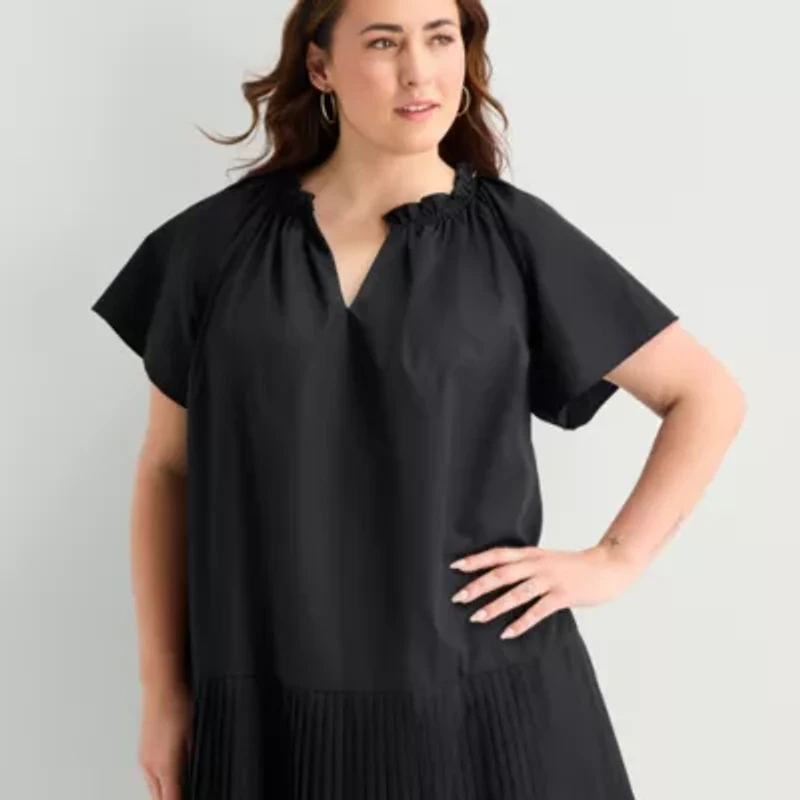 Robbie Bee Womens Plus Short Sleeve Shift Dress