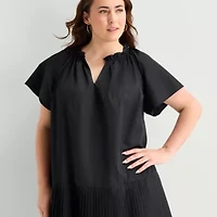 Robbie Bee Womens Plus Short Sleeve Shift Dress