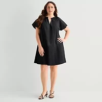 Robbie Bee Womens Plus Short Sleeve Shift Dress