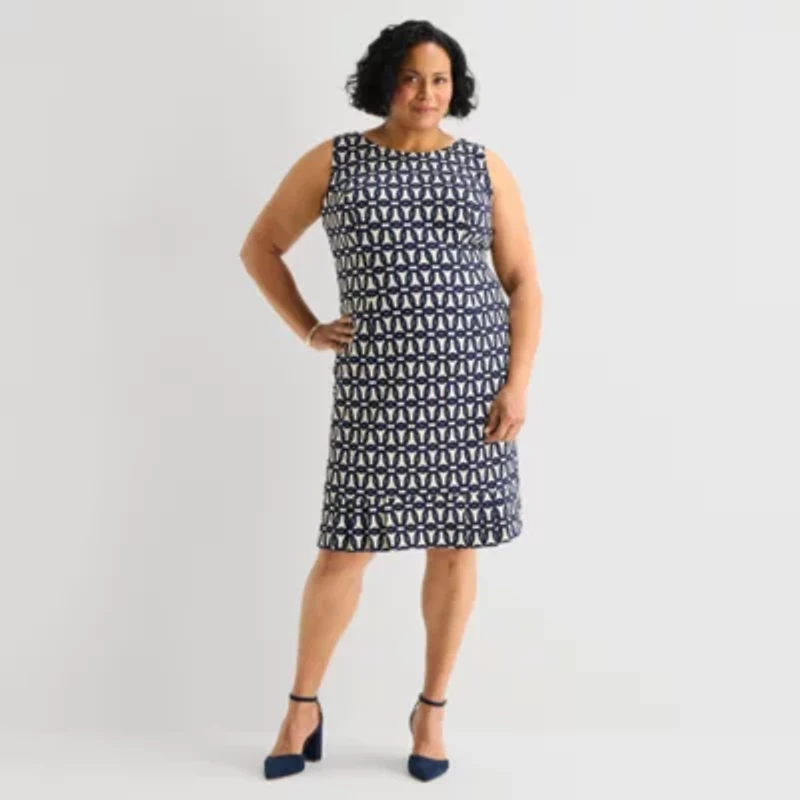 Maya Brooke Womens Plus Abstract Jacket Dress