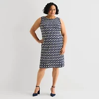 Maya Brooke Womens Plus Abstract Jacket Dress