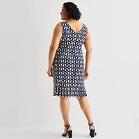 Maya Brooke Womens Plus Abstract Jacket Dress