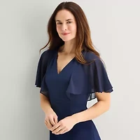 Jessica Howard Womens Petite V Neck Short Sleeve Sheath Dress