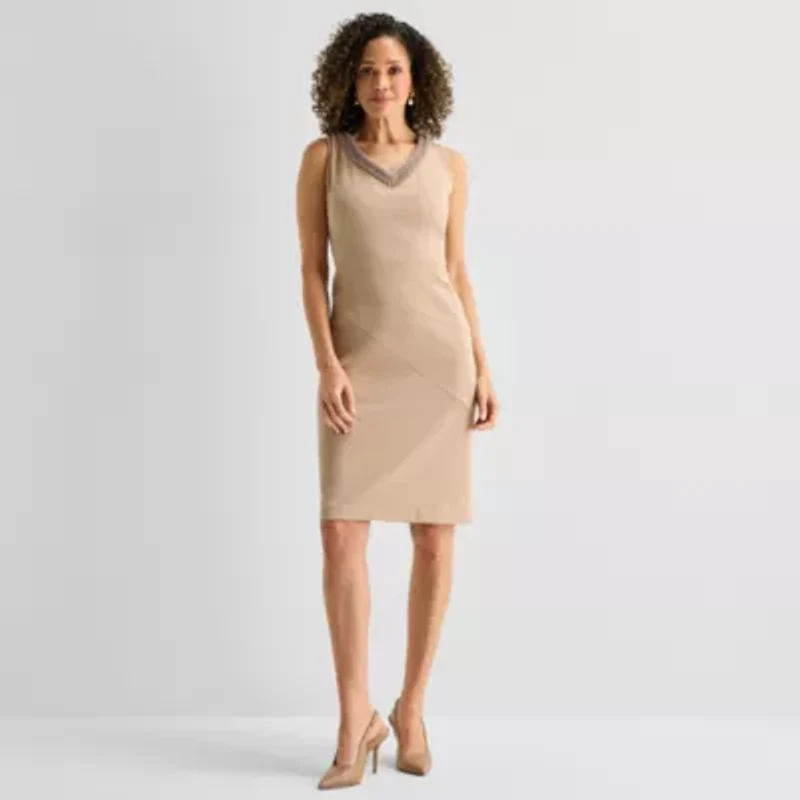 Maya Brooke Womens Beaded Jacket Dress