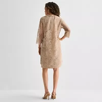 Maya Brooke Womens Beaded Jacket Dress