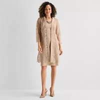 Maya Brooke Womens Beaded Jacket Dress