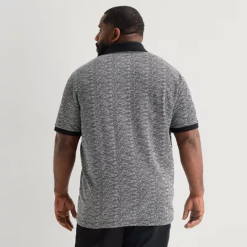 Shaquille O'Neal XLG™ Jacquard Texture Big and Tall Mens Regular Fit Short Sleeve Polo Shirt