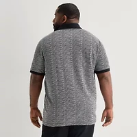 Shaquille O'Neal XLG™ Jacquard Texture Big and Tall Mens Regular Fit Short Sleeve Polo Shirt
